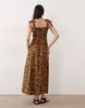 Esmée tie strap maxi beach dress in leopard print