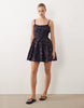 Abercrombie & Fitch strappy mini smock dress in navy strawberry print
