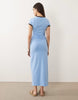 contrast ringer detail midi T-shirt dress in dusty blue