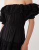 bardot maxi dress with floral broderie in black
