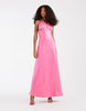 PIECES halterneck shimmery satin maxi dress in pink