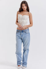ivory sequin pleat corset