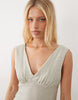 v neck maxi slip dress in green laundered stripes