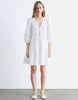 & Other Stories embroidered mini dress with front tie detail and tiered hem in white