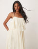 Vila pleated ruffle layer cami maxi dress in birch cream