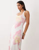 scoop neck midaxi dress in enlarged flower print