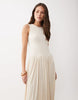 color block crinkle midaxi dress in cream
