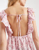 Vero Moda ruffle shoulder V-neck maxi dress in pink floral print