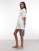 Monki contoured T-shirt mini dress in white