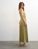 Topshop crinkle ruched front midaxi cami dress in olive