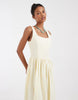 & Other Stories fitted bodice linen blend maxi dress in yellow
