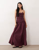 Tall crinkle maxi dress with shirred dropped waist in plum