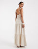 Vero Moda tie shoulder cami tiered midi dress in oatmeal