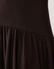 ribbed mix midi dress with drop waist in chocolate