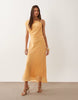 Mango asymmetric maxi dress in pastel orange