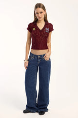 Worship Sideline Lace Baby Polo Tee Deep Cherry