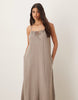 JDY cheesecloth sleeveless tie front maxi dress in brown