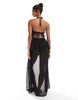 Miss Selfridge beach ruffle chiffon maxi dress in black