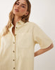 denim boxy shirt dress with pocket detail in buttermilk
