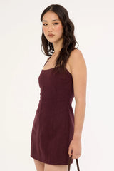 Perfect Stranger Sadie Linen Mini Dress Dark Choc