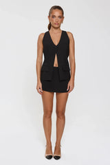 Monochrome Mood Tailored Vest Top Black
