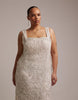 Curve ornate crystal embellished square neck maxi wedding dress in ivory