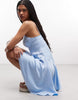 Monki sweetheart satin slip mini dress in blue