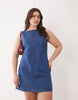 Curve denim fit and flare shift dress in mid blue