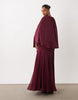 Curve full volume cape maxi dress with godets in berry