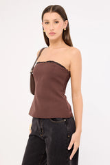 Perfect Stranger Perri Lace Strapless Top Brown