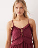 Iisla & Bird ruffled beach maxi dress in burgundy
