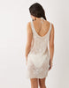 Miss Selfridge beach premium sheer knit embroidered mini dress in cream
