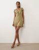 Nobody's Child Rosa v-neck lace trim cap sleeve mini dress in green gingham