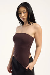 L&t Strapless Asymmetrical Top Brown