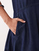 ARKET volume sleeveless denim dress in darkwash blue