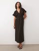 textured jersey midi swing dress in brown