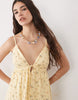Abercrombie & Fitch strappy flowy mini dress skort with built in bra in yellow floral