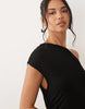 one shoulder ruched side maxi dress in black