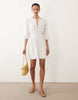 Mango 100% cotton long sleeve embroidered mini dress in white