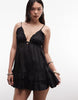 COLLUSION poplin ruffle cami mini dress in black