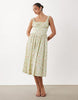 Gina Tricot corset midi dress in green flower print