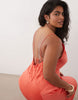 Curve scoop neck bias cut scarf neckline midaxi dress in coral