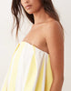 ARRANGE pleat detail cocoon bandeau maxi dress in yellow stripe