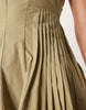 scoop neck pleat waist mini dress in deep putty