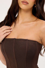 Luck & Trouble Bruna Strapless Mesh Corset Top Brown