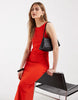 ribbed midi tank dress in bright orange