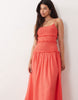 crinkle maxi sundress with shirred dropped waist in red