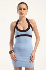 Perfect Stranger Haverly Knit Mini Dress Light Blue