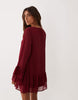 Miss Selfridge chiffon ruffle mini dress in wine