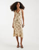Motel Lisandy bloom leaf halter midaxi dress in taupe